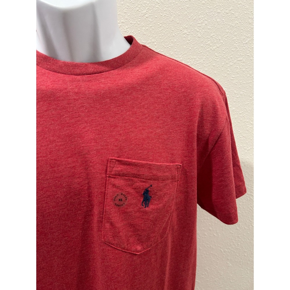Polo Ralph Lauren Mens XS Classic Fit Pocket T-Shirt Heather Red Navy Pony Logo - Picture 2 of 7
